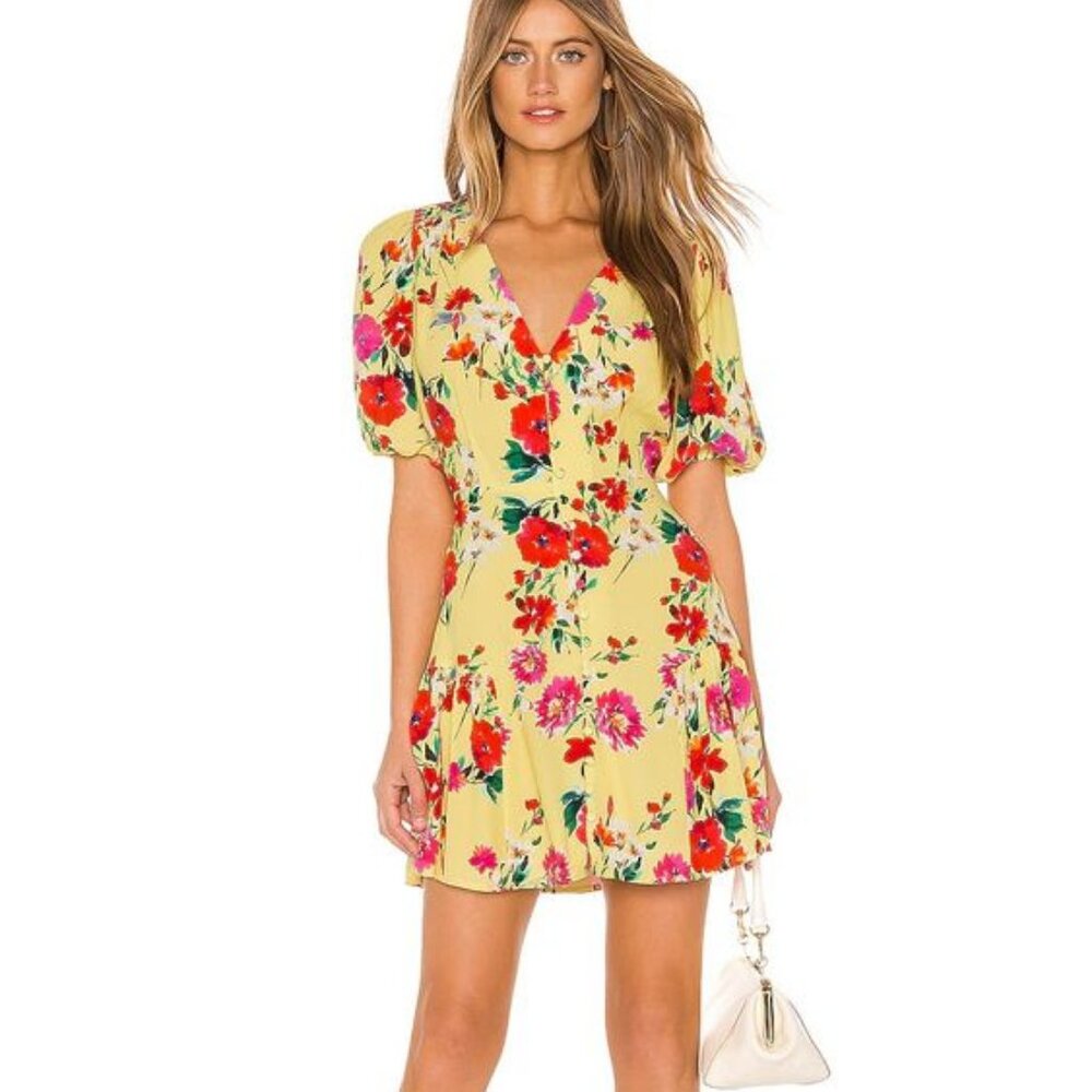 Yumi Kim Golden Hour Dress size medium floral print sunnyside yellow